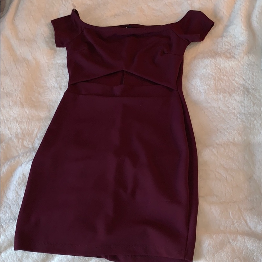 Purple/Maroon Short Off the Shoulder Dress